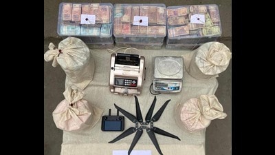The seized items in Amritsar on Sunday. (HT photo)