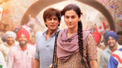 Shah Rukh Khan and Taapsee Pannu in a still from Dunki.