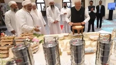 Prime Minister Modi engaged in making ‘rotis’ after the inauguration of the new campus of the Aljamea-tus-Saifiyah (The Saifee Academy) in the Marol suburb of Mumbai. “When I saw your videos, your films, I have just one complaint. You called me “respected PM” in them. I am part of your family. I am not here as a PM or CM. I am fortunate that I have been connected to this family for four generations. All four generations have visited my home,” PM Modi said. (narendramodi.in) Prime Minister Modi engaged in making ‘rotis’ after the inauguration of the new campus of the Aljamea-tus-Saifiyah (The Saifee Academy) in the Marol suburb of Mumbai. “When I saw your videos, your films, I have just one complaint. You called me “respected PM” in them. I am part of your family. I am not here as a PM or CM. I am fortunate that I have been connected to this family for four generations. All four generations have visited my home,” PM Modi said. (narendramodi.in)