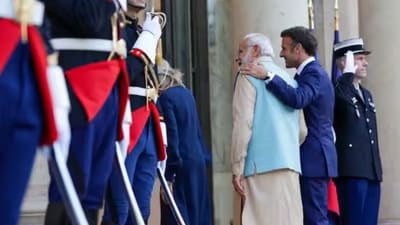 PM Modi is seen along with French President Emmanuel Macron during the Bastille Day 2023 Celebrations in France. Prime Minister Modi attended the Bastille Day parade as the Guest of Honour. French First Lady Brigitte Macron and France's PM Élisabeth Borne received Prime Minister Modi at the Bastille Day Parade in Paris. (narendramodi.in) PM Modi is seen along with French President Emmanuel Macron during the Bastille Day 2023 Celebrations in France. Prime Minister Modi attended the Bastille Day parade as the Guest of Honour. French First Lady Brigitte Macron and France's PM Élisabeth Borne received Prime Minister Modi at the Bastille Day Parade in Paris. (narendramodi.in)