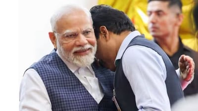 During an emotional moment, Prime Minister Modi embraces ISRO Chairman S. Somanath following the successful touchdown of Chandrayaan-3. India made history on August 23 as the Chandrayaan-3 lander, named 'Vikram,' successfully landed on the previously unexplored lunar South Pole after a 40-day journey into space, establishing the country as the first to achieve this remarkable feat. PM Modi hailed the Chandrayaan-3 mission and said, "When we see such historic moments it makes us very proud. This is the dawn of new India.” (narendramodi.in) During an emotional moment, Prime Minister Modi embraces ISRO Chairman S. Somanath following the successful touchdown of Chandrayaan-3. India made history on August 23 as the Chandrayaan-3 lander, named 'Vikram,' successfully landed on the previously unexplored lunar South Pole after a 40-day journey into space, establishing the country as the first to achieve this remarkable feat. PM Modi hailed the Chandrayaan-3 mission and said, "When we see such historic moments it makes us very proud. This is the dawn of new India.” (narendramodi.in)