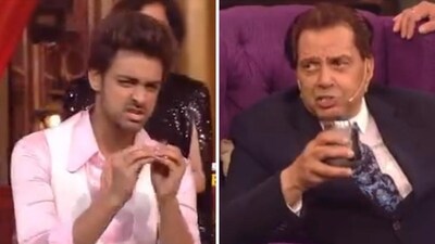 Samarth Jurel did a mimicry of Dharmendra in the new episode. Samarth Jurel did a mimicry of Dharmendra in the new episode.