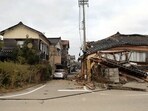 Badly damaged buildings along a street in the city of Wajima, Ishikawa prefecture. (AFP) Badly damaged buildings along a street in the city of Wajima, Ishikawa prefecture. (AFP)