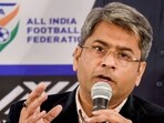 All India Football Federation (AIFF) President Kalyan Chaubey addresses a press conference