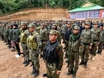 Members of banned group UNLF after signing the peace agreement. Members of banned group UNLF after signing the peace agreement.