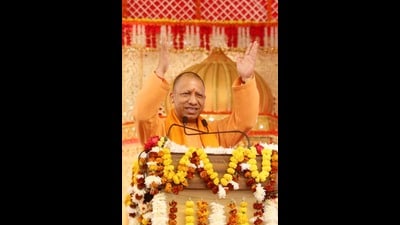 Chief Minister Yogi Adityanath in Agra on Monday. (HT Photo)