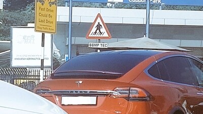Tesla car spotted on Bengaluru roads. (X/nBangalorepost) Tesla car spotted on Bengaluru roads. (X/nBangalorepost)