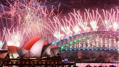 New Year 2024: Fireworks are seen over the Sydney Opera House and Harbour Bridge during New Year's Eve celebrations in Sydney, Australia. (via REUTERS)