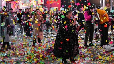 Revelers celebrate New Year's in Times Square on January 01, 2024 in New York City (Photo by Adam Gray / GETTY IMAGES NORTH AMERICA / Getty Images via AFP) (Getty Images via AFP) Revelers celebrate New Year's in Times Square on January 01, 2024 in New York City (Photo by Adam Gray / GETTY IMAGES NORTH AMERICA / Getty Images via AFP) (Getty Images via AFP)