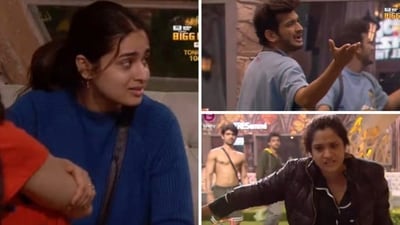 Ayesha Khan, Munawar Faruqui and Ankita Lokhande in the new episode of Bigg Boss 17. Ayesha Khan, Munawar Faruqui and Ankita Lokhande in the new episode of Bigg Boss 17.