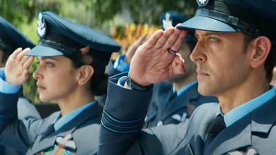 Deepika Padukone and Hrithik Roshan in Fighter.