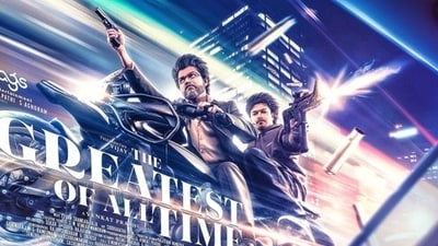 Vijay in the second poster of The Greatest of All Time. Vijay in the second poster of The Greatest of All Time.