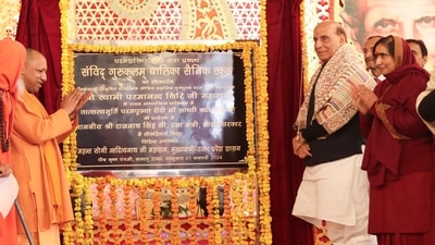 Defence minister Rajnath Singh inaugurated the first all-girls sainik school at Vrindavan on Monday (X/@rajnathsingh) Defence minister Rajnath Singh inaugurated the first all-girls sainik school at Vrindavan on Monday (X/@rajnathsingh)