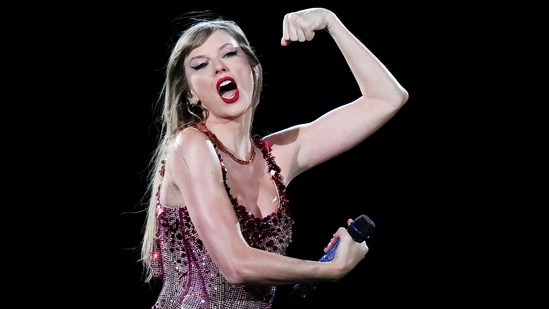 Taylor Swift performs at the Monumental stadium during her Eras Tour concert in Buenos Aires, Argentina, Thursday, Nov. 9, 2023. (AP Photo/Natacha Pisarenko) (AP)