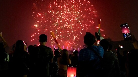 New Year 2024: Revellers ring in the new year celebrations in Manila, Philippines.(AFP)