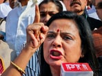TMC leader Mahua Moitra speaks to the media. TMC leader Mahua Moitra speaks to the media.