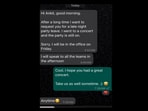 Snapshot of the conversation between employee and boss. Snapshot of the conversation between employee and boss.
