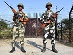 BSF officials at the Indo-Bangladesh border in Nadia, West Bengal.