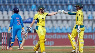 Australia's Phoebe Litchfield during the 3rd ODI of the Australia Women's Tour of India, 2023–24, between India and Australia at Wankhede Stadium in Mumbai on Tuesday (ICC - x)