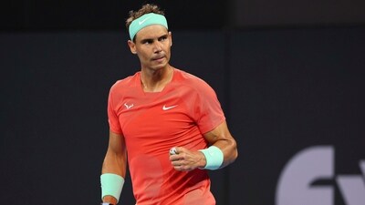 Rafael Nadal of Spain reacts after winning the first set in his match against Dominic Thiem of Austria during the Brisbane International tennis tournament in Brisbane, Australia, Tuesday, Jan. 2 (AP) Rafael Nadal of Spain reacts after winning the first set in his match against Dominic Thiem of Austria during the Brisbane International tennis tournament in Brisbane, Australia, Tuesday, Jan. 2 (AP)
