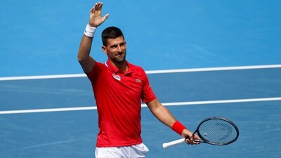 Novak Djokovic of Serbia celebrates his win over Jiri Lehecka of the Czech Republic during the United Cup tennis tournament in Perth, Australia, Tuesday, Jan. 2 (AP) Novak Djokovic of Serbia celebrates his win over Jiri Lehecka of the Czech Republic during the United Cup tennis tournament in Perth, Australia, Tuesday, Jan. 2 (AP)