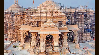 Construction work of the Ram temple is underway, in Ayodhya. (Ram Janmabhoomi Teerth Kshetra-X) Construction work of the Ram temple is underway, in Ayodhya. (Ram Janmabhoomi Teerth Kshetra-X)