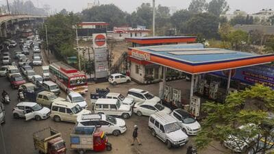 Heavy rush at a petrol pump in Jammu following a nationwide strike by truck drivers against a provision in the new penal law on hit-and-run cases. (PTI Photo) Heavy rush at a petrol pump in Jammu following a nationwide strike by truck drivers against a provision in the new penal law on hit-and-run cases. (PTI Photo)