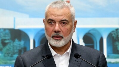 Israel-Hamas War: Ismail Haniyeh, the leader of Hamas, speaks during a press conference. (AP)