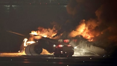 Japan plane fire: The airline said that all 379 passengers and crew had been safely evacuated. Five out of the six crew of the coast guard aircraft are unaccounted for, while one escaped, public broadcaster NHK reported. (AP)