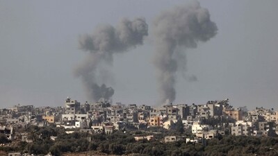 Israel-Hamas War: Smoke billowing over central Gaza following Israeli strikes on January 1, 2024, amid the ongoing battles between Israel and Hamas. (AFP)