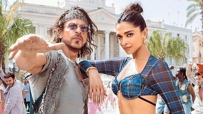 Shah Rukh Khan and Deepika Padukone in a still from Pathaan. Shah Rukh Khan and Deepika Padukone in a still from Pathaan.