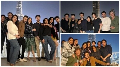 Sanjay Kapoor-Maheep Kapoor, Chunky Pandey-Bhavana Pandey, newlyweds Arbaaz Kkan-Sshura Khan and many others celebrated New Year's Eve together in Dubai. Apart from them a host of other celebs such as Kriti Sanon, Varun Dhawan and Mahesh Babu also rang in the New Year in Dubai. Sanjay Kapoor-Maheep Kapoor, Chunky Pandey-Bhavana Pandey, newlyweds Arbaaz Kkan-Sshura Khan and many others celebrated New Year's Eve together in Dubai. Apart from them a host of other celebs such as Kriti Sanon, Varun Dhawan and Mahesh Babu also rang in the New Year in Dubai.