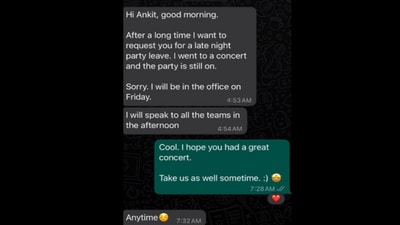Snapshot of the conversation between employee and boss. (LinkedIn/@Ankit Aggarwal,)