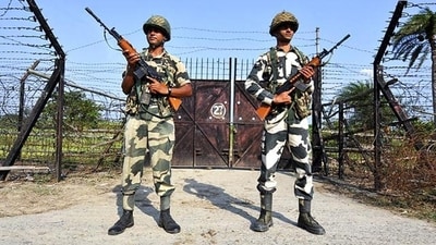 BSF officials at the Indo-Bangladesh border in Nadia, West Bengal. BSF officials at the Indo-Bangladesh border in Nadia, West Bengal.