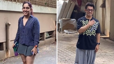 Ira Khan and Aamir Khan were spotted by the paparazzi. Ira Khan and Aamir Khan were spotted by the paparazzi.