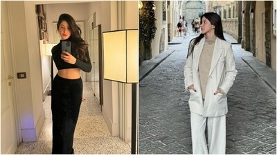 Shanaya Kapoor travelled to Milan, Italy, to spend the beginning of her New Year 2024 in the scenic city. The 24-year-old, who is set to make her debut in Bollywood, posted several pictures from her holiday. Her most recent posts show her dressed in a black and a white attire. Scroll down to check out these looks. (Instagram) Shanaya Kapoor travelled to Milan, Italy, to spend the beginning of her New Year 2024 in the scenic city. The 24-year-old, who is set to make her debut in Bollywood, posted several pictures from her holiday. Her most recent posts show her dressed in a black and a white attire. Scroll down to check out these looks. (Instagram)