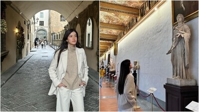 Today, Shanaya shared several snippets of herself exploring the streets of Milan, visiting museums, and marvelling at artworks. "Curiosity &amp; adventure[heart emoji]," she captioned the post.&nbsp; (Instagram)