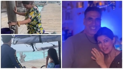 Twinkle Khanna and Akshay Kumar are vacationing in Maldives with their kids. Twinkle Khanna and Akshay Kumar are vacationing in Maldives with their kids.