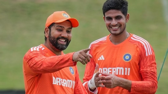 Rohit Sharma and Shubman Gill share a light moment amid the India vs South Africa Test series (PTI)