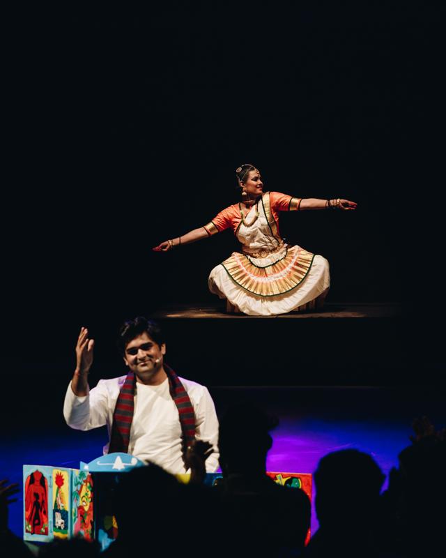 Akshay Gandhi and Divya Warrier performing Kahaniyon ka Manthan (SAF) Akshay Gandhi and Divya Warrier performing Kahaniyon ka Manthan (SAF)