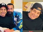 Bobby Deol can be seen hugging dad Dharmendra in a new picture Bobby Deol can be seen hugging dad Dharmendra in a new picture