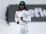 South Africa's Tony de Zorzi runs on the field during the first Test