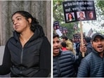 Junior wrestlers on Wednesday protested at Jantar Mantar in New Delhi against Sakshi Malik, Bajrang Punia and Vinesh Phogat Junior wrestlers on Wednesday protested at Jantar Mantar in New Delhi against Sakshi Malik, Bajrang Punia and Vinesh Phogat