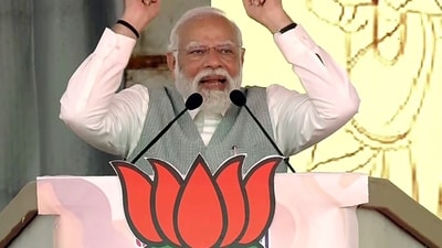 Prime Minister Narendra Modi addresses a mass gathering of women at the Bharatiya Janata Party's Mahila Conference, in Thrissur on Wednesday. (ANI) Prime Minister Narendra Modi addresses a mass gathering of women at the Bharatiya Janata Party's Mahila Conference, in Thrissur on Wednesday. (ANI)