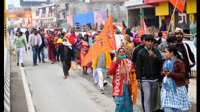 BJP is lining up an array of activities in Ayodhya to tap temple appeal. (Deepak Gupta/ht) BJP is lining up an array of activities in Ayodhya to tap temple appeal. (Deepak Gupta/ht)