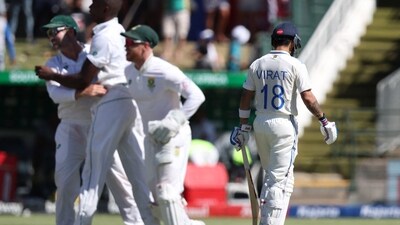 India's Virat Kohli walks after losing his wicket, caught out by South Africa's Aiden Markram off the bowling of Kagiso Rabada (REUTERS)