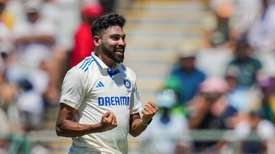 Mohammed Siraj celebrates a wicket on the first day of the second Test cricket match between India and South Africa, at the Newlands Cricket Ground, in Cape Town (PTI)