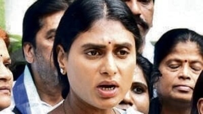 YS Sharmila held a meeting with her followers and party leaders at her Lotus Pond residence in Hyderabad on Tuesday. (PTI) YS Sharmila held a meeting with her followers and party leaders at her Lotus Pond residence in Hyderabad on Tuesday. (PTI)