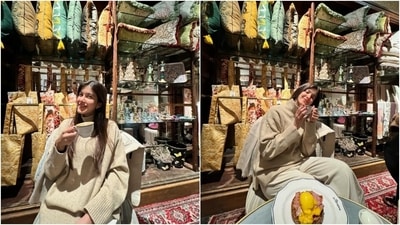 Shanaya also shared several pictures from her coffee date in Milan. The images show her sitting inside a quaint coffee shop while sipping a hot cappuccino and enjoying a meal. She chose a beige-toned outfit for the occasion. (Instagram) Shanaya also shared several pictures from her coffee date in Milan. The images show her sitting inside a quaint coffee shop while sipping a hot cappuccino and enjoying a meal. She chose a beige-toned outfit for the occasion. (Instagram)