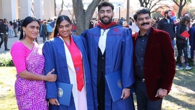 YS Sharmila with her husband and two children.